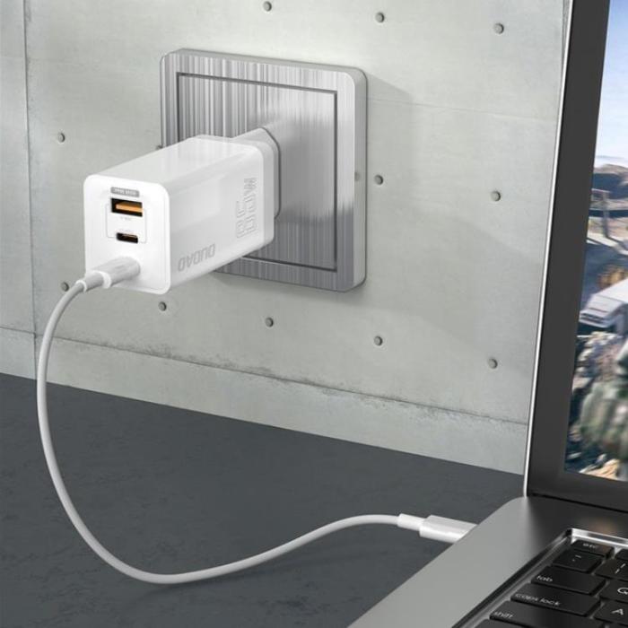 UTGATT1 - Dudao GaN Fast Väggladdare 65W USB Till 2x Typ-C - Vit