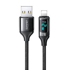 USAMS - USAMS U78 Lightning Kabel fl&auml;tad LED 1,2 m SJ543USB01 - Svart