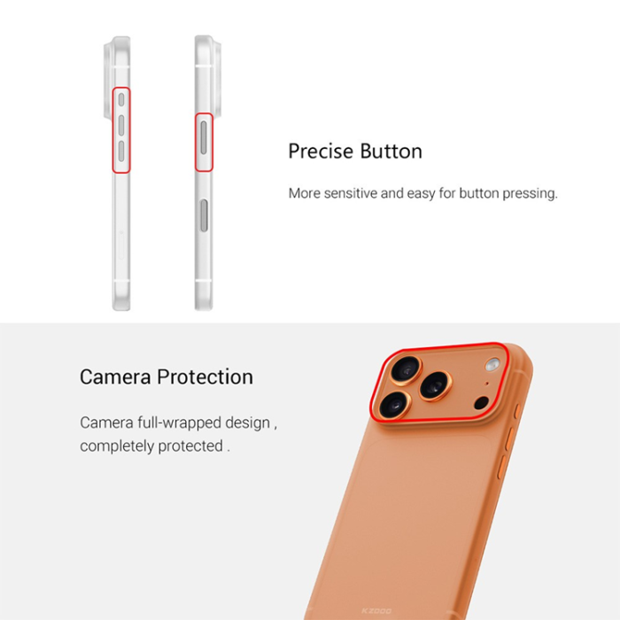 KZDOO - KZDOO iPhone 17 Pro Mobilskal Frosted Air Skin - Orange