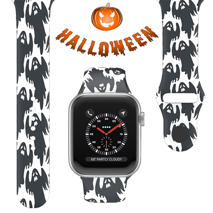 A-One Brand - Apple Watch (38/40/41mm) Armband halloween floral - Svart Ghosts