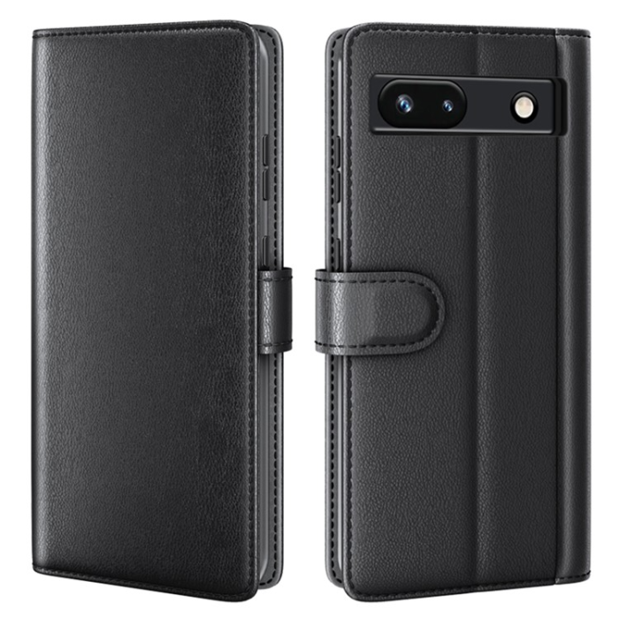 A-One Brand - Google Pixel 7A Plånboksfodral Äkta läder Cow - Svart
