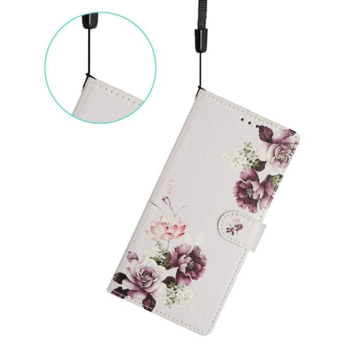 OEM - Samsung Galaxy A37 Plånboksfodral Konstläder Mönstertryck - Cross Rosa