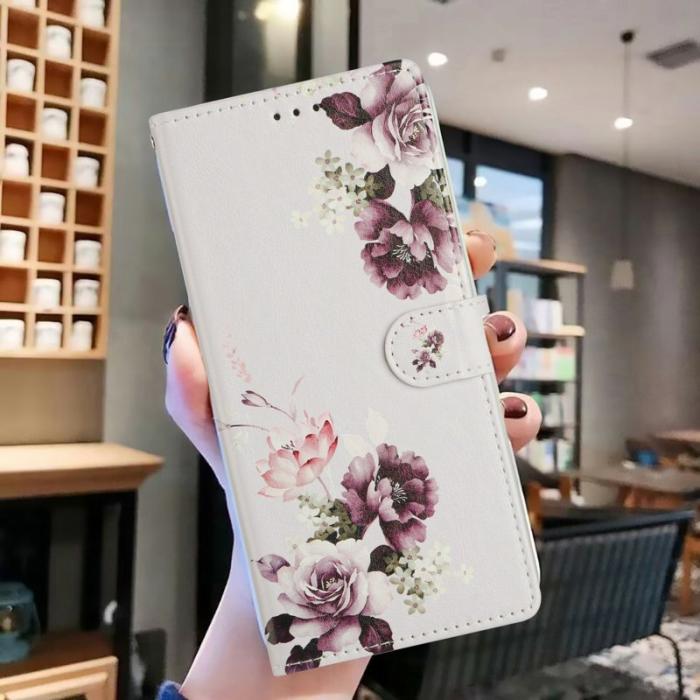 OEM - Samsung Galaxy A37 Plånboksfodral Konstläder Mönstertryck - Cross Rosa
