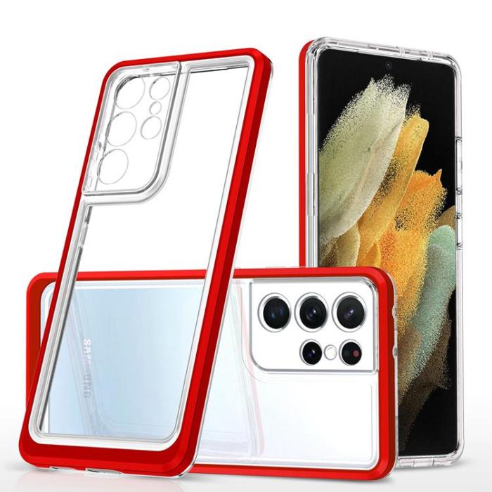 OEM - Galaxy S23 Ultra Skal Clear 3in1 - Röd