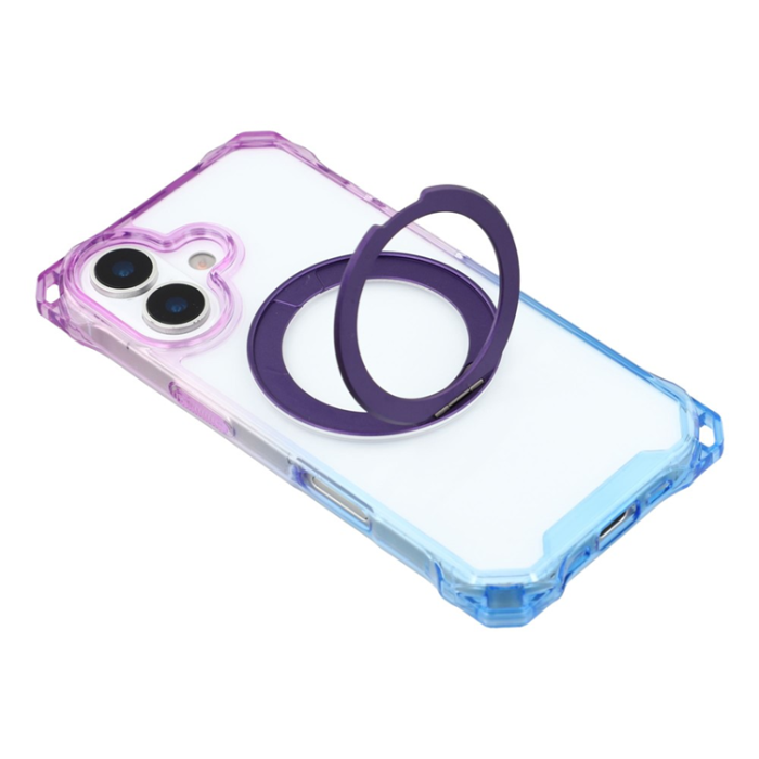 A-One Brand - iPhone 17 Mobilskal MagSafe Ring Kickstand - Gradient Lila / Blå