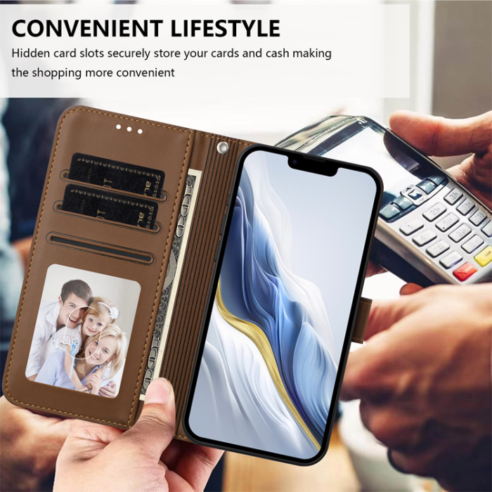A-One Brand - iPhone 17 Air Plånboksfodral Läder med Handledsrem - Brun