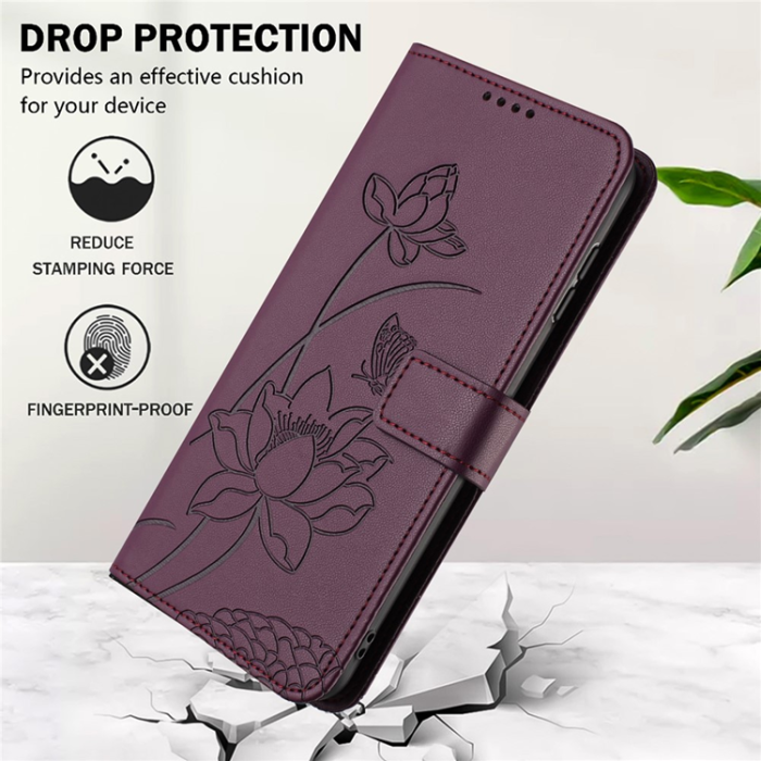 A-One Brand - Sony Xperia 10 VII Plånboksfodral Lotus Imprint - Vinröd