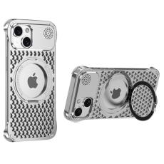 R-JUST - R-JUST RJ64 Mobilskal till iPhone 15 Aluminium Silver med St&auml;llning