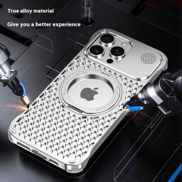 R-JUST - R-JUST RJ64 Mobilskal till iPhone 15 Pro Aluminium Silver Med Ställning