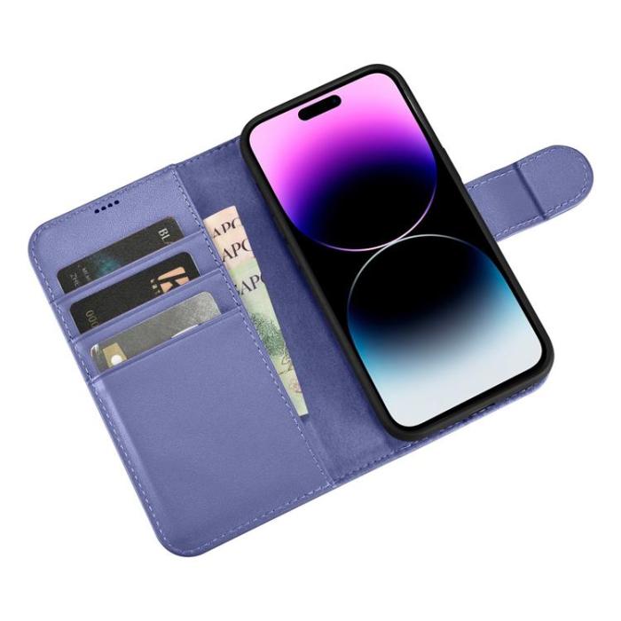ICARER - iCarer iPhone 14 Pro Max Plånboksfodral 2in1 Anti-RFID Äkta Läder - Ljuslila