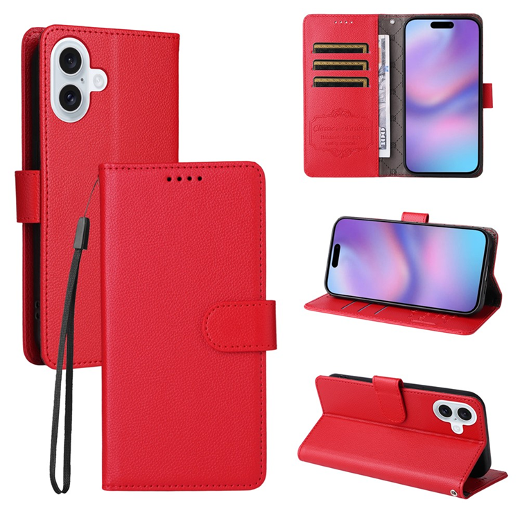 iPhone 17 Plånboksfodral RFID Blocking med Handledsrem - Röd | 2353 | AlltMobil