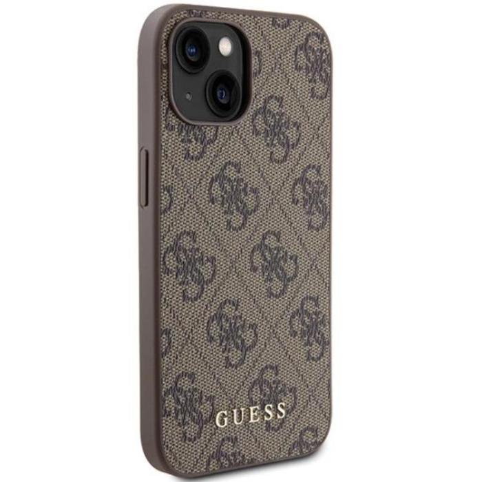 Guess - Guess iPhone 15 Mobilskal Metall Gold Logo - Brun