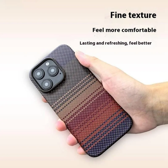 A-One Brand - iPhone 16 Pro Mobilskal Magsafe Aramid Fiber Gradient - Blå