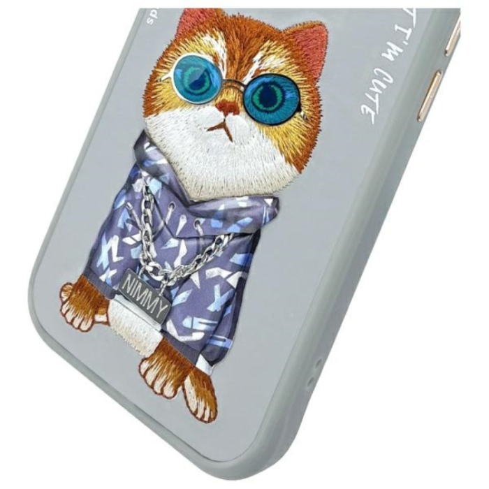 NIMMY - Nimmy iPhone 15 Mobilskal Glasses Cool Cat - Grå