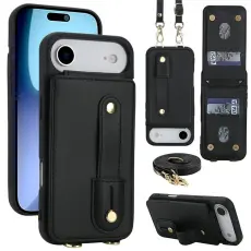 A-One Brand - iPhone 17 Air Mobilskal korthållare Med Axelrem - Svart