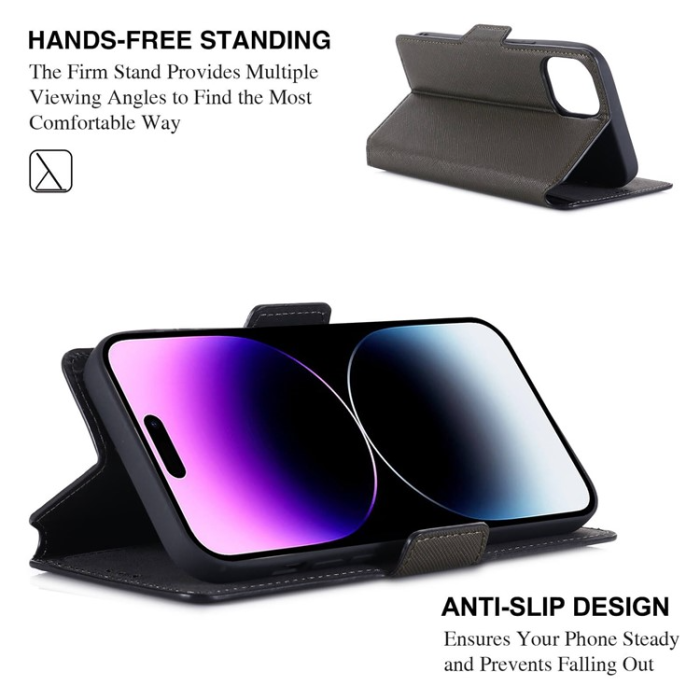 UTGATT - MUXMA iPhone 14 Pro Max Plånboksfodral Cross Texture - Grön