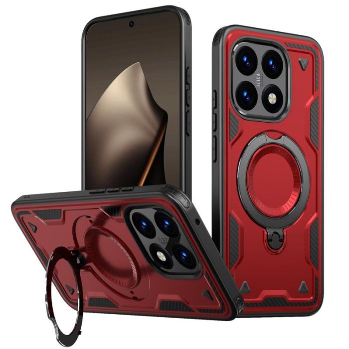 N/A - Mobilskal till Xiaomi 15T Militärt Skydd PC + TPU Ställ - Röd