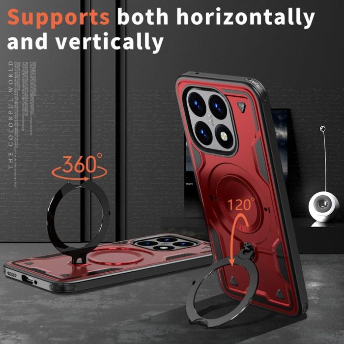 N/A - Mobilskal till Xiaomi 15T Militärt Skydd PC + TPU Ställ - Röd