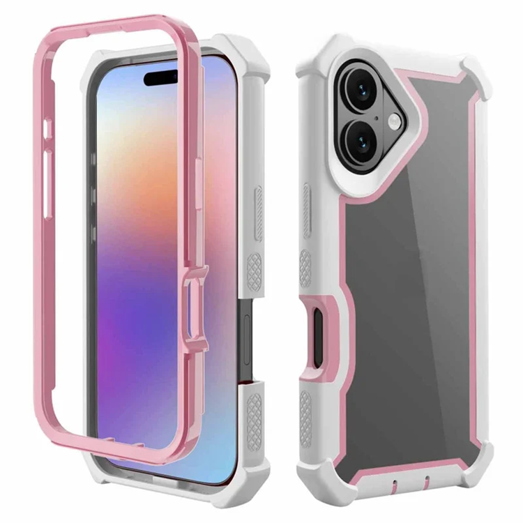 iPhone 17 Mobilskal TPU + PC Shockproof - Vit/Rosa | 2353 | AlltMobil