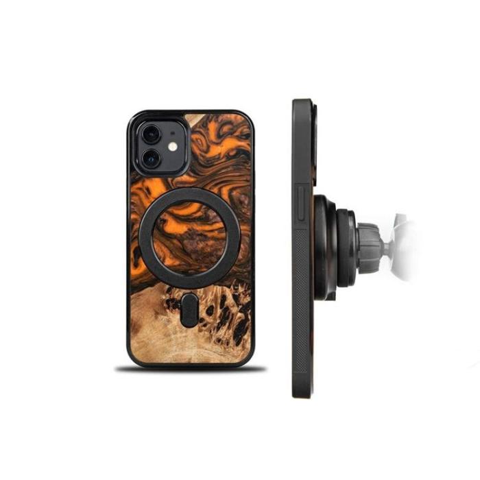 Bewood - Bewood iPhone 12/12 Pro Mobilskal Magsafe Unique Orange- Svart