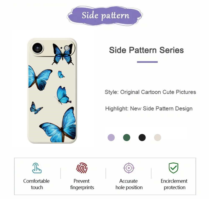 A-One Brand - iPhone Air Mobilskal Blue Butterflies Pattern TPU - Lila