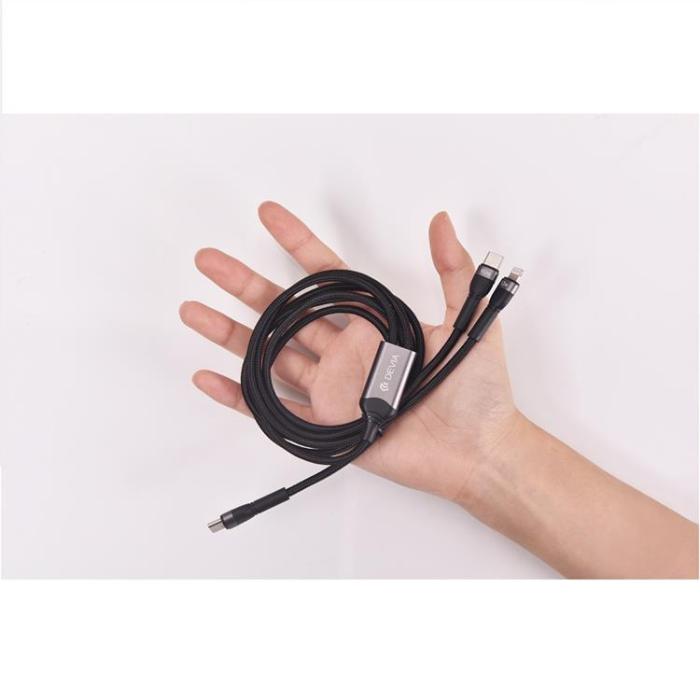 Devia - Devia 2in1 USB-C Till USB-C/Lightning 1.2m Kabel 3A - Svart