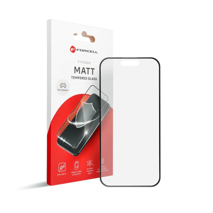 Forcell - Forcell iPhone 14 Pro Härdat Glas Skärmskydd Matt - Svart