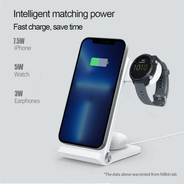 Nillkin - 3-in-1 Trådlös Laddare Samsung Galaxy - Buds - Watch - Vit