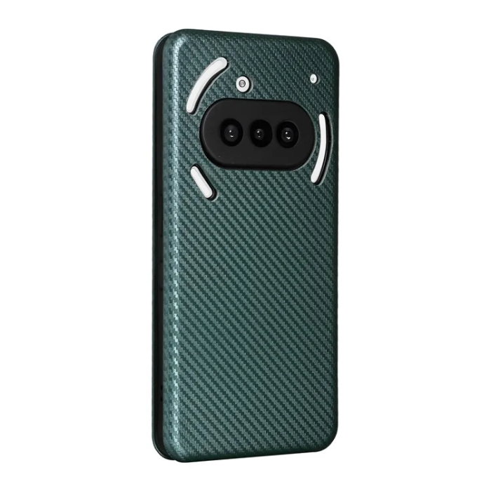 A-One Brand - Nothing Phone (3a) Plånboksfodral Läder Carbon Fiber - Grön
