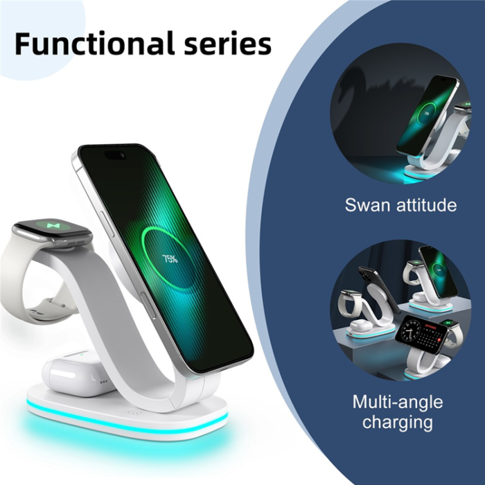 OEM - Qi2 MagSafe Trådlös Laddare iPhone, Apple Watch, Airpods 15W - B-28