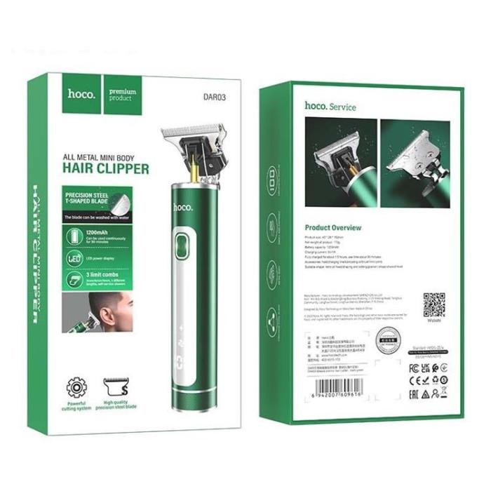 Hoco - Hoco Hårklippare 1200mAh DAR03 - Mörkgrön