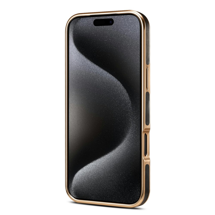 DENIOR - DENIOR iPhone 17 Pro Mobilskal Äkta Läder Electroplating - Svart