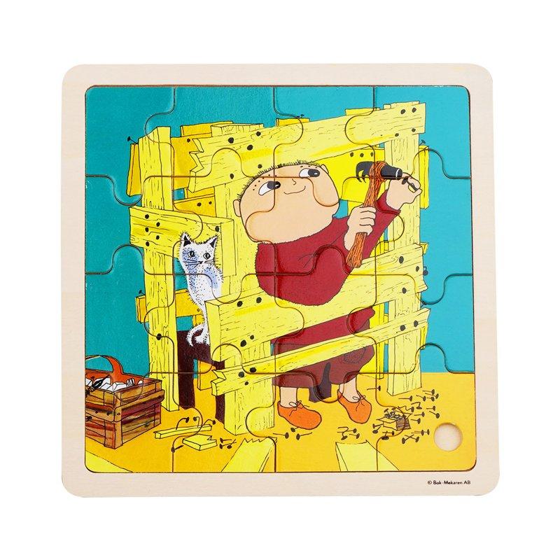 ALFONS Pussel 16 Pcs Wooden Puzzle Byggnadslek