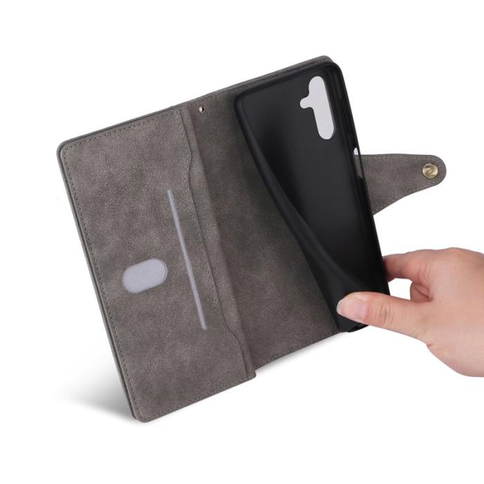 OEM - Plånboksfodral för Samsung Galaxy S26 Plus Konstläder - Grå