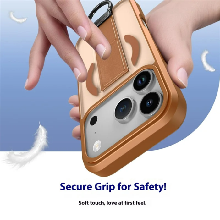 A-One Brand - iPhone 17 Pro Mobilskal Magsafe Metal D-Ring Kickstand - Khaki