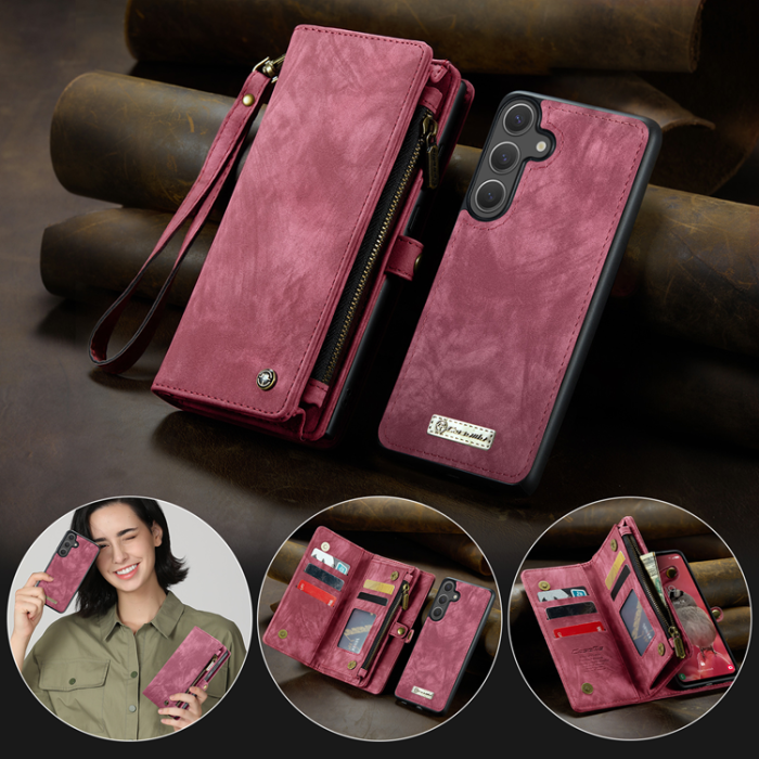 Caseme - CASEME Galaxy S25 FE Plånboksfodral Detachable 008 - Röd