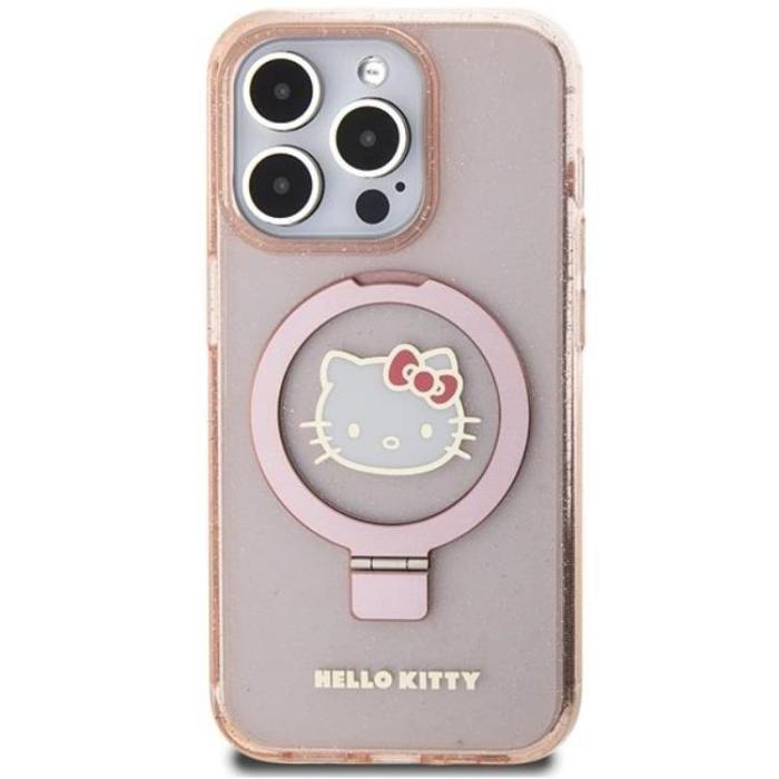 Hello Kitty - Hello Kitty iPhone 15 Pro Mobilskal Magsafe Ringhållare Glitter Electrop Logo