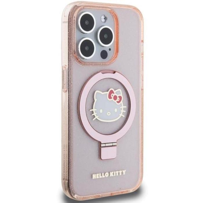 Hello Kitty - Hello Kitty iPhone 15 Pro Mobilskal Magsafe Ringhållare Glitter Electrop Logo