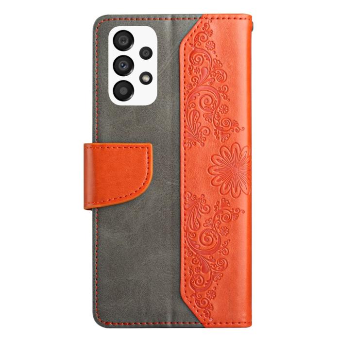 OEM - Butterfly Flower Imprinted Plånboksfodral Galaxy A13 4G - Orange