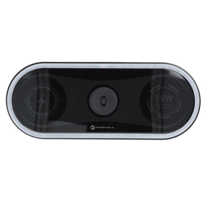Forcell - Forcell 3-in-1 Trådlös Laddare Induktionsladdare F-Energy 15W - Svart