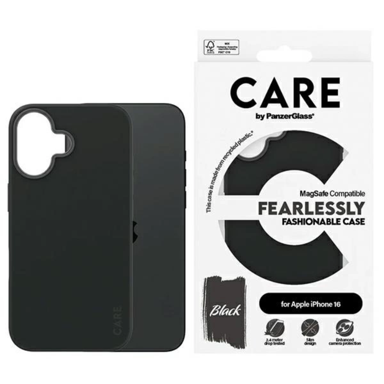 CARE By PanzerGlass iPhone 16 Mobilskal MagSafe Fashion - Svart | 2353 | AlltMobil