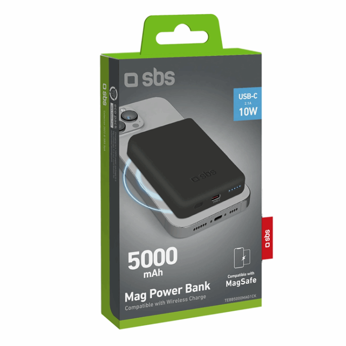 SBS - SBS MagSafe Trådlös Power Bank 5000 mAh USB-C - Svart