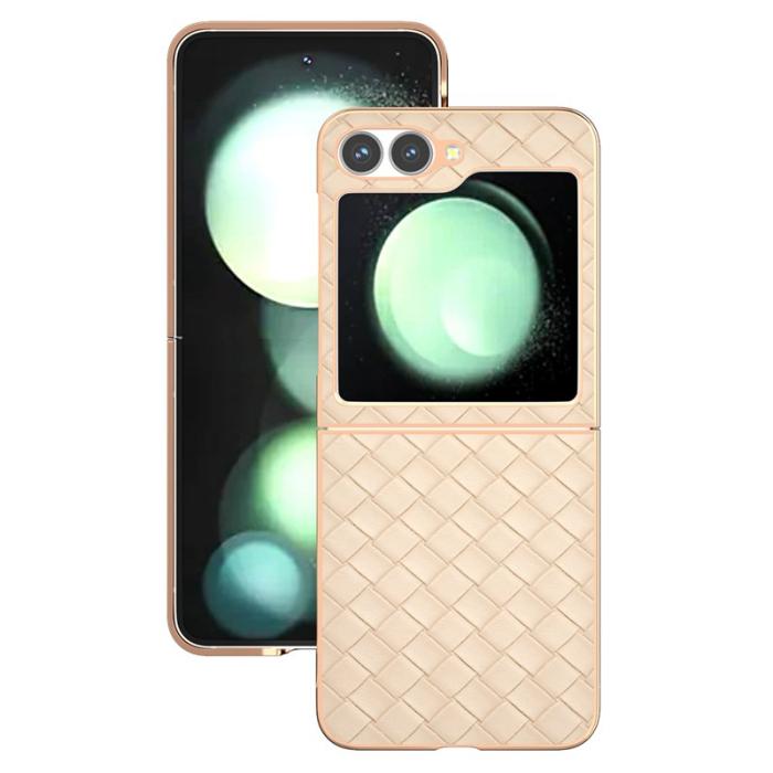 ABEEL - ABEEL Z Flip7 FE 5G Mobilskal Woven Texture Läder Beige