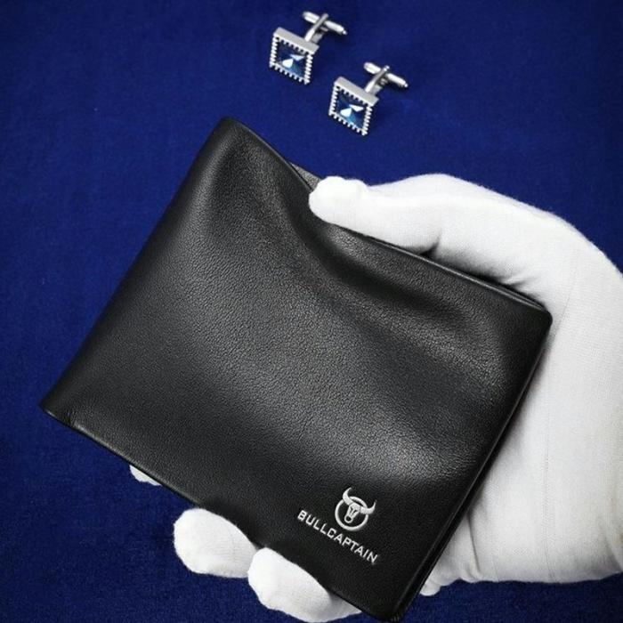 BULLCAPTAIN - BULLCAPTAIN 0002 Bifold Plånbok Läder Slim Men Svart