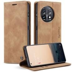 Caseme - CASEME 013 Mobilskal f&ouml;r OnePlus 11 5G Magnetisk Flip KonstL&auml;der Brun