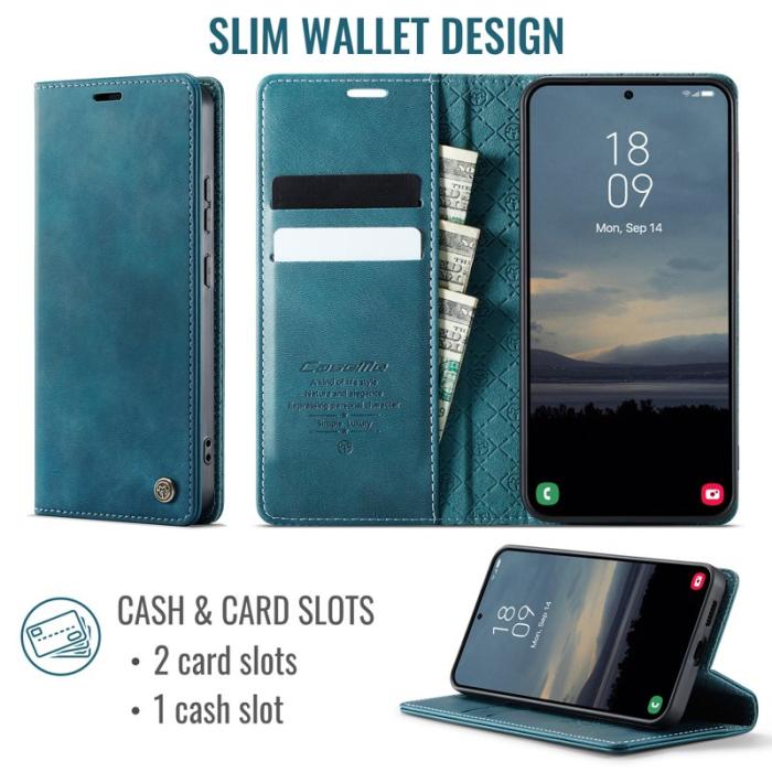 Caseme - CASEME 033 Fodral för Samsung Galaxy S22 5G Grön Konstläder