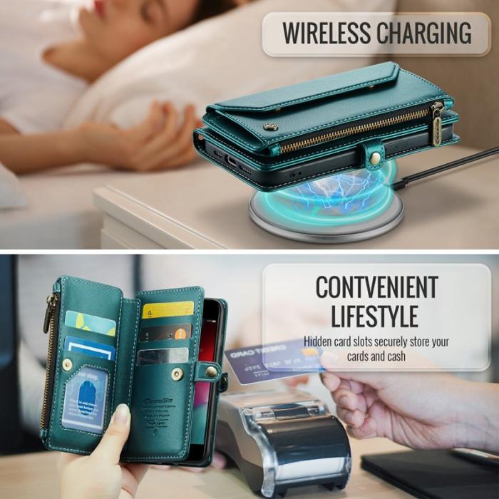Caseme - CASEME Plånboksfodral Konstläder för iPhone 6/6s/7/8/SE 2020/2022 - Grön