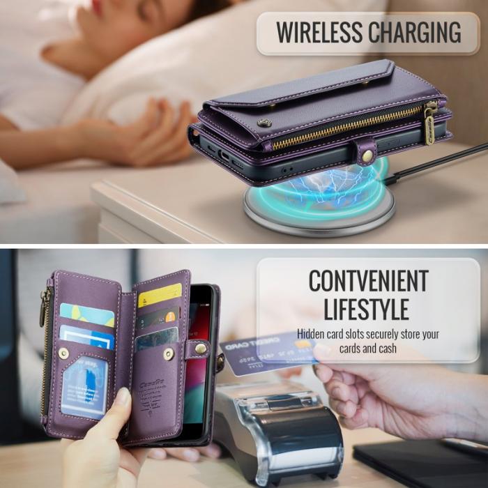 Caseme - CASEME Plånboksfodral Konstläder för iPhone 6/6s/7/8/SE 2020/2022 Lila