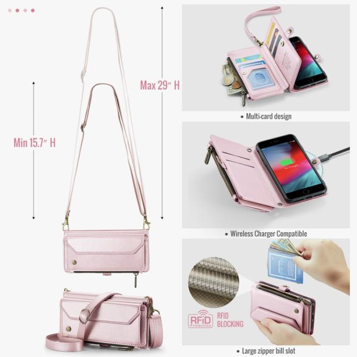 Caseme - CASEME Plånboksfodral Konstläder för iPhone 6/6s/7/8/SE 2020/2022 - Rosa