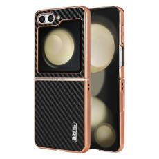 AZNS - AZNS Samsung Galaxy Z Flip5 Fodral - Elektropl&auml;terad Svart PU+PC - Svart